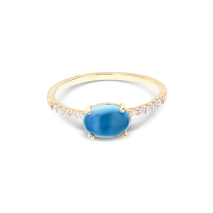 "Azure" 18kt Gold, diamonds and London Blue Topaz medium ring