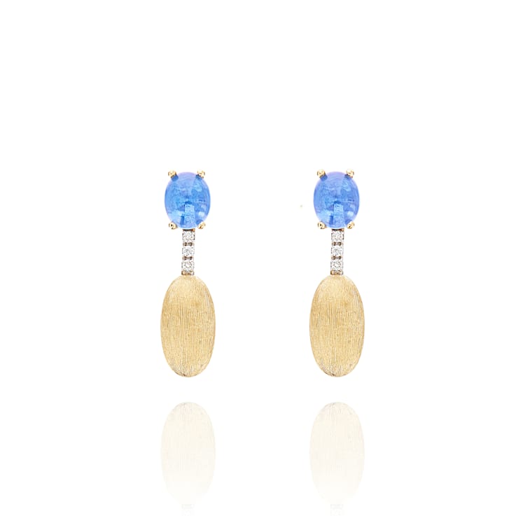 "Azure" 18kt Gold, London Blue Topaz and diamonds short earrings