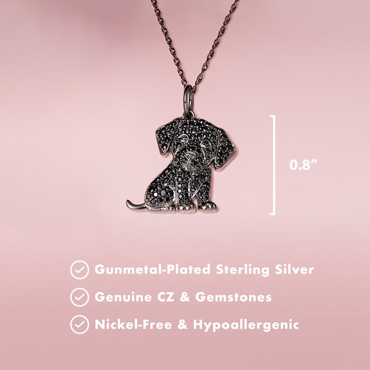 Sterling Silver Black Labrador Pendant with Chain