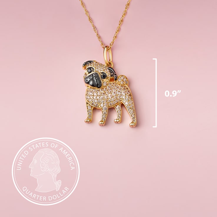 Gold pug necklace cheap