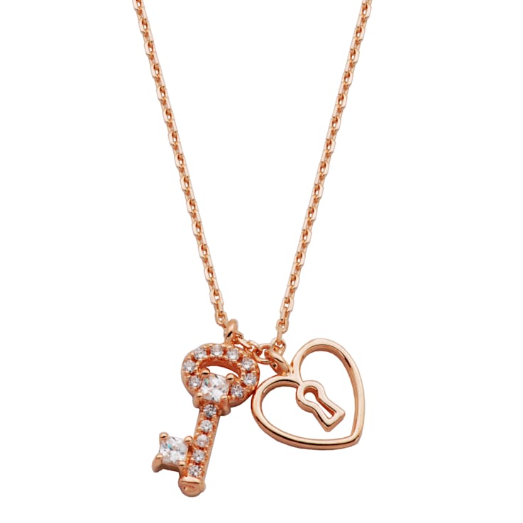 Heart Lock and Key Necklace 14K Gold