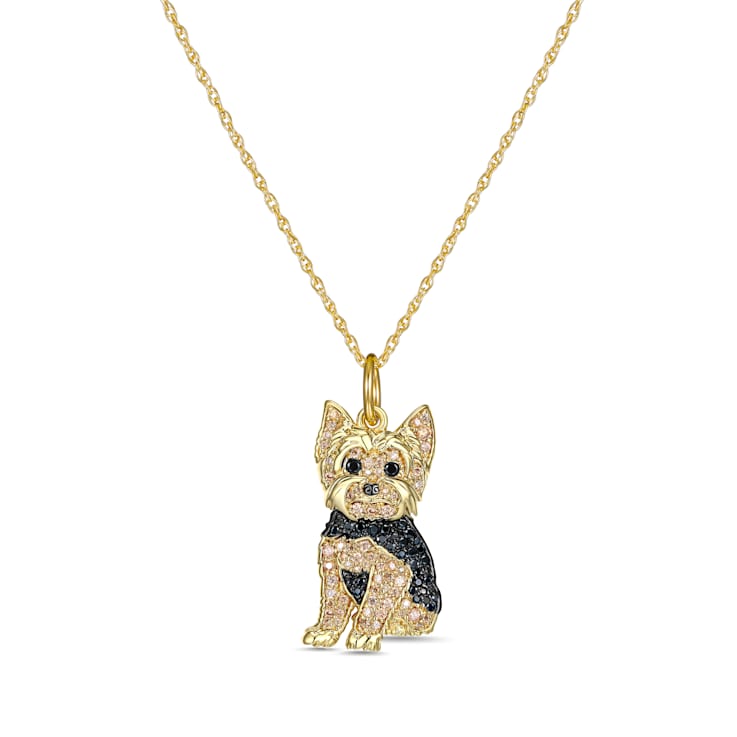 18K Two-tone Gold Over Sterling Silver Yorkshire Terrier Love Pendant
with Chain