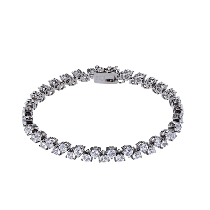 SILVER WITH RUTHINUM CREATED WHITE SAPPHIRE BRACELET 7.25"