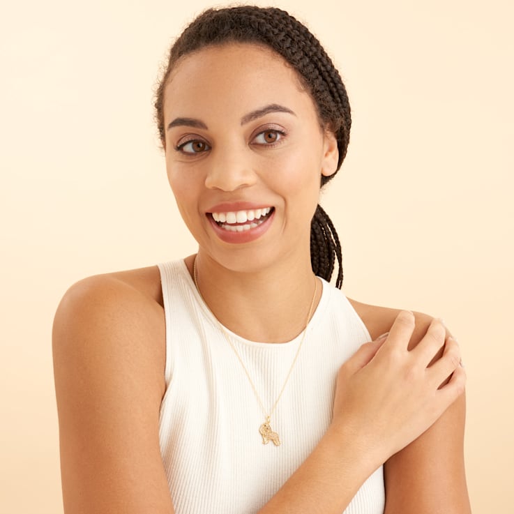 18K Two-tone Gold Over Sterling Silver Cocker Spaniel Pendant with Chain