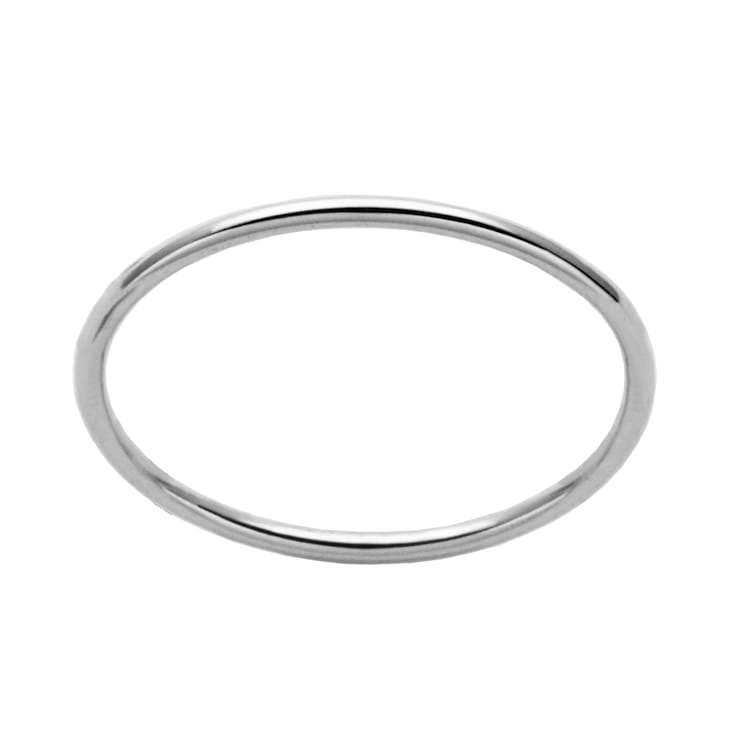 Rhodium Plated Sterling Silver High Polished Thin Stackable Ring Wedding
Band, Size 7