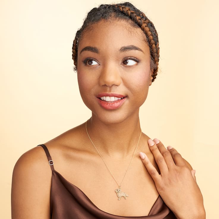 18K Two-tone Gold Over Sterling Silver Golden Retriever Pendant with Chain