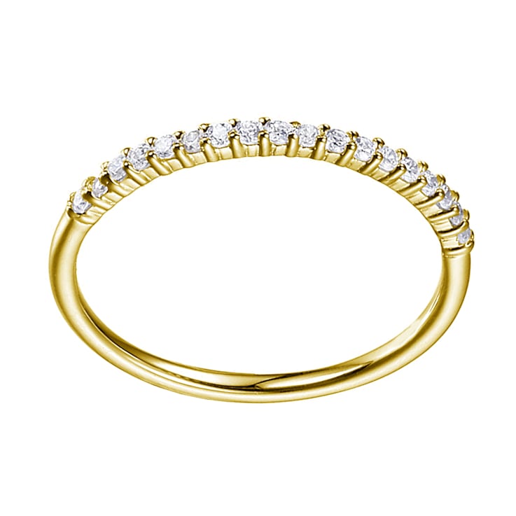 Yellow Gold-plated Sterling Silver Stackable Band Ring with Cubic Zirconia Yellow Gold-plated Sterling Silver Stackable Band Ring with Cubic Zirconia