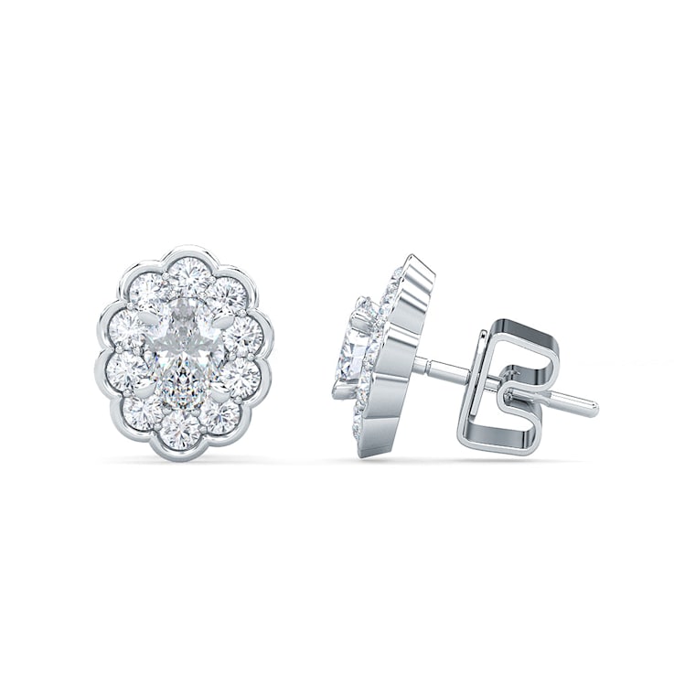 0.75 Cts Oval Shaped Lab-Grown Halo Diamond Earrings in 14K White Gold
(F-G, VS-SI, 0.75 Cttw)