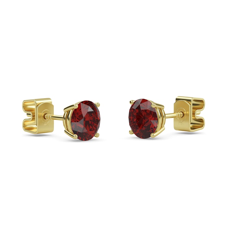 10 Karat Yellow Gold Garnet Stud Earrings For Women
