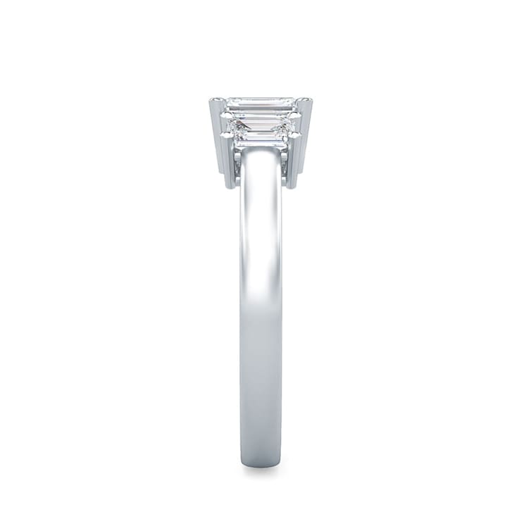 1.00 Ct Emerald Cut Lab-Grown Diamond Three Stone Ring Set in 14K White Gold