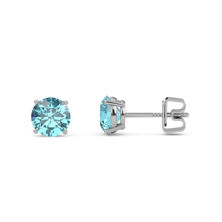 10 Karat White Gold Aquamarine Stud Earrings For Women
