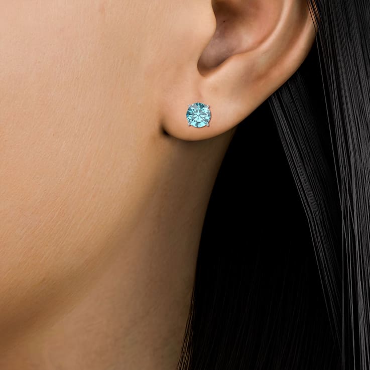 10 Karat White Gold Aquamarine Stud Earrings For Women