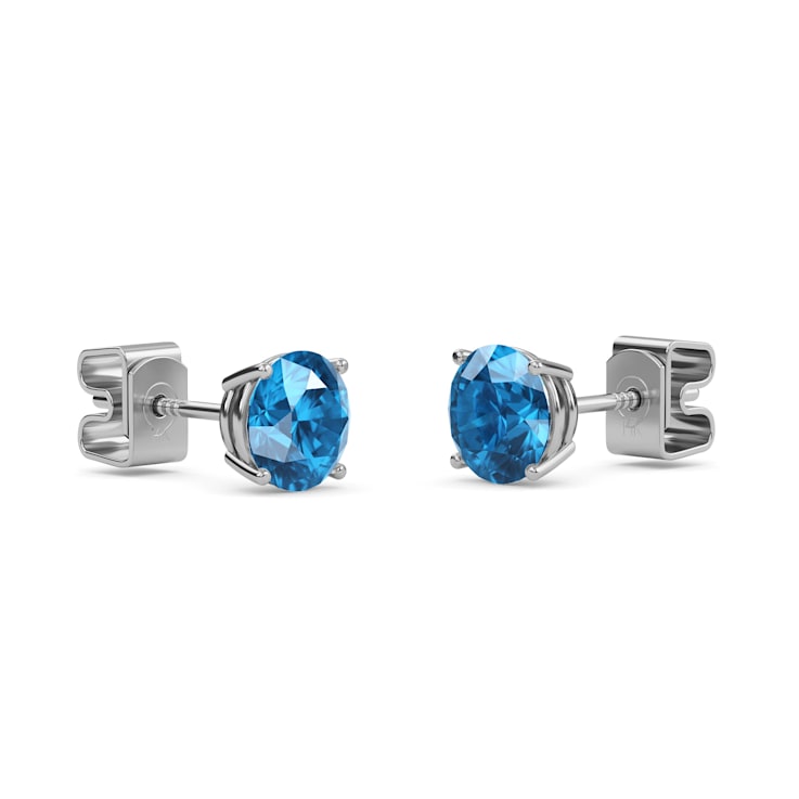 10 Karat White Gold London Blue Topaz Stud Earrings For Women