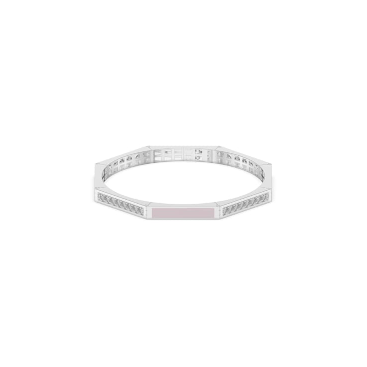 Pink Enamel Bangle Bracelet in Sterling Silver 2.24ctw