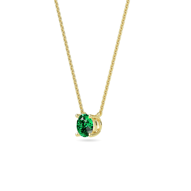 10 Karat Yellow Gold Emerald Pendant Necklace For Women