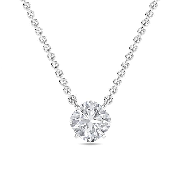 1/2 Cttw Solitaire Kite Cushion LGD 4 Prong Pendant EF VS/SI in 14KW