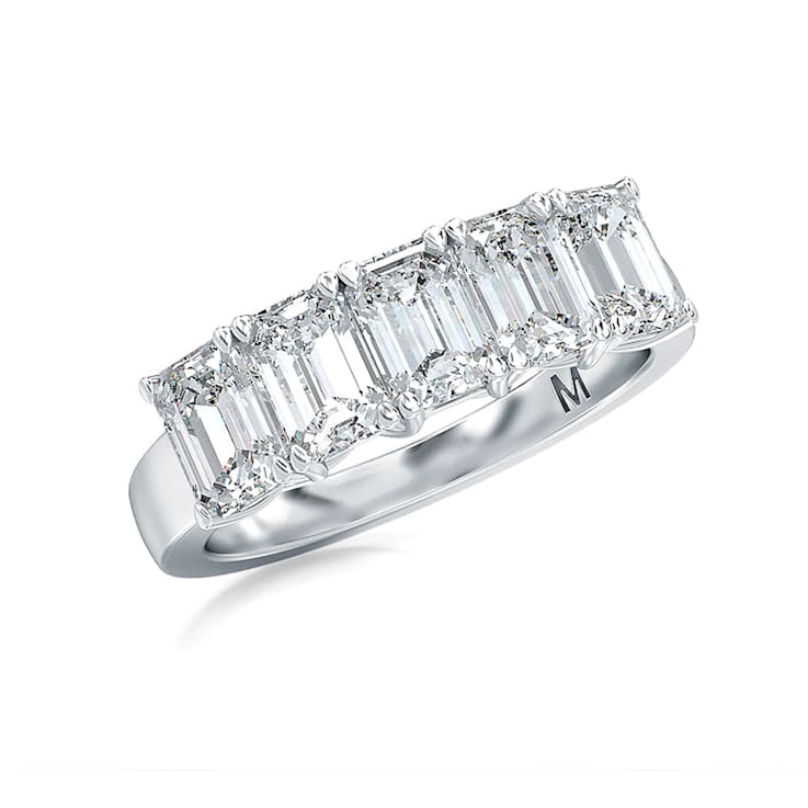 2.00 Ct Emerald Cut five stone Lab-Grown Diamond band in Emerald Cut set
vertical in 14K White Gold