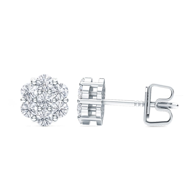 1.05 Cts Round Shaped Lab-Grown Halo Diamond Earrings in 10K White Gold
(F-G, VS-SI, 1.05 Cttw)