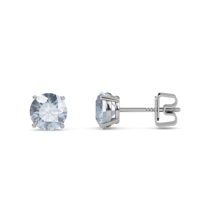 10 Karat White Gold White Sapphire Stud Earrings For Women