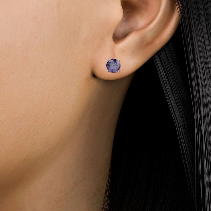 10 Karat White Gold Alexandrite Stud Earrings For Women