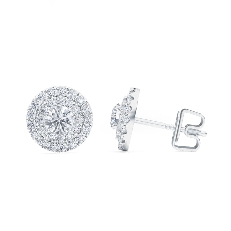 0.5 Cts Round Shaped Lab-Grown Halo Diamond Earrings in 10K White Gold
(G-H, VS-SI, 0.5 Cttw)
