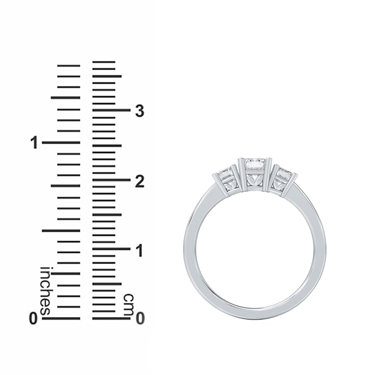 1.00 Ct Emerald Cut Lab-Grown Diamond Three Stone Ring Set in 14K White Gold