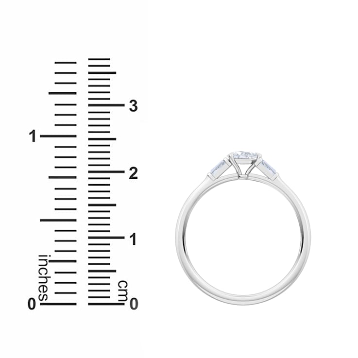 0.30Ct Petite Sideways Pear Shaped Ring with Baguettes on side Lab Grown
Diamond in 14K gold