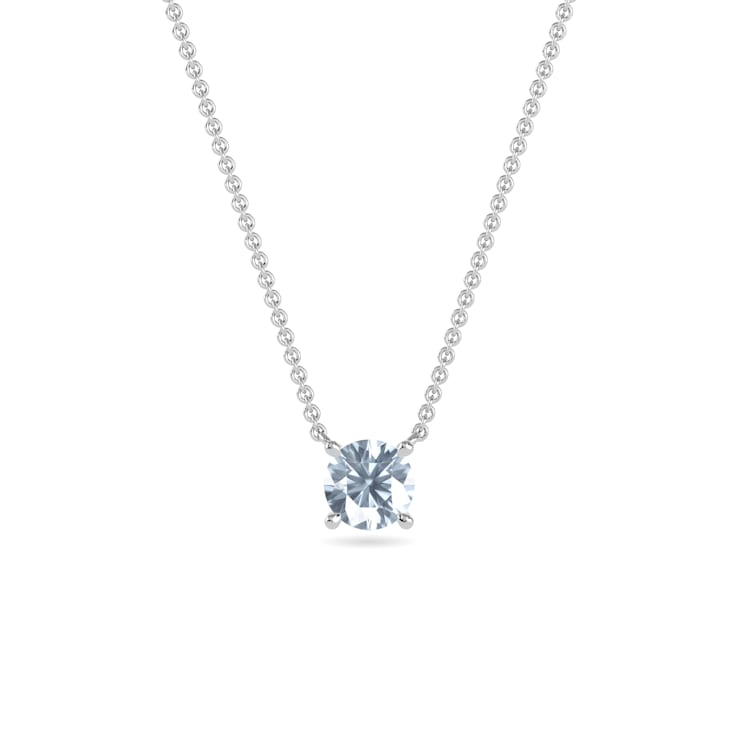 10 Karat White Gold White Sapphire Pendant Necklace For Women