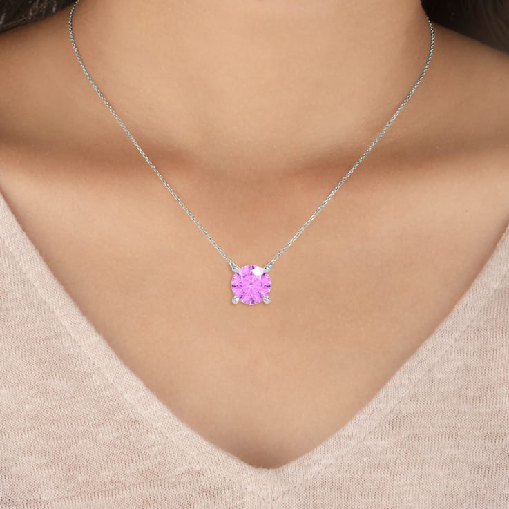 White gold pink sapphire necklace 2025