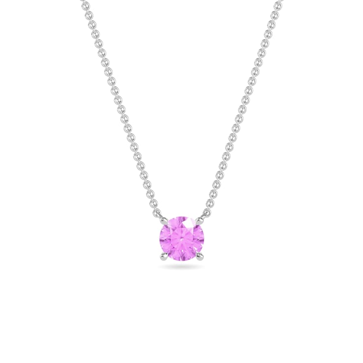 10 Karat White Gold Pink Sapphire Pendant Necklace For Women
