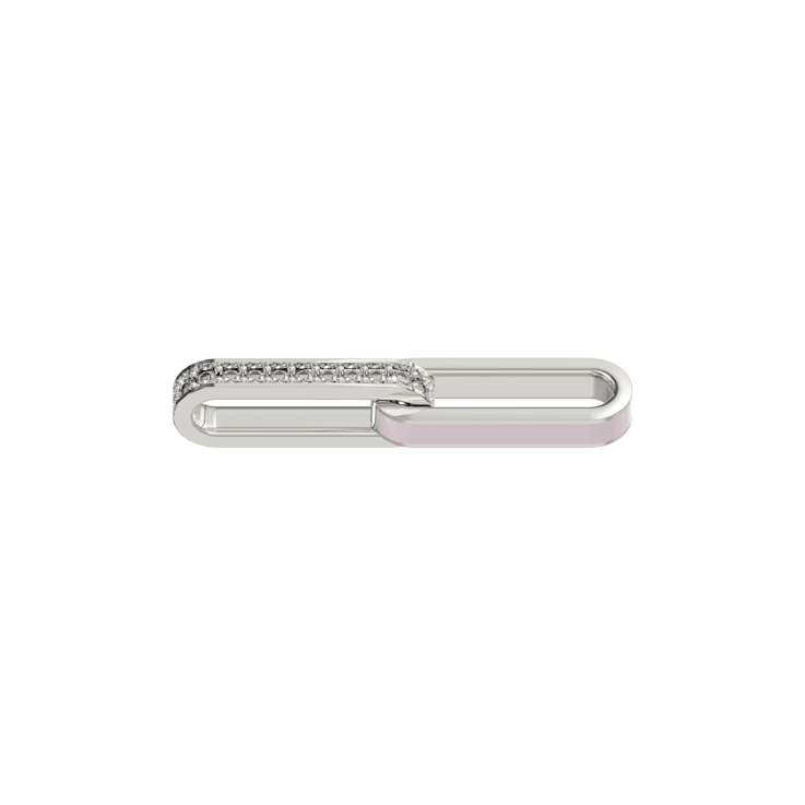 Pink Enamel PaperclipBracelet In Sterling Silver 1.6ctw
