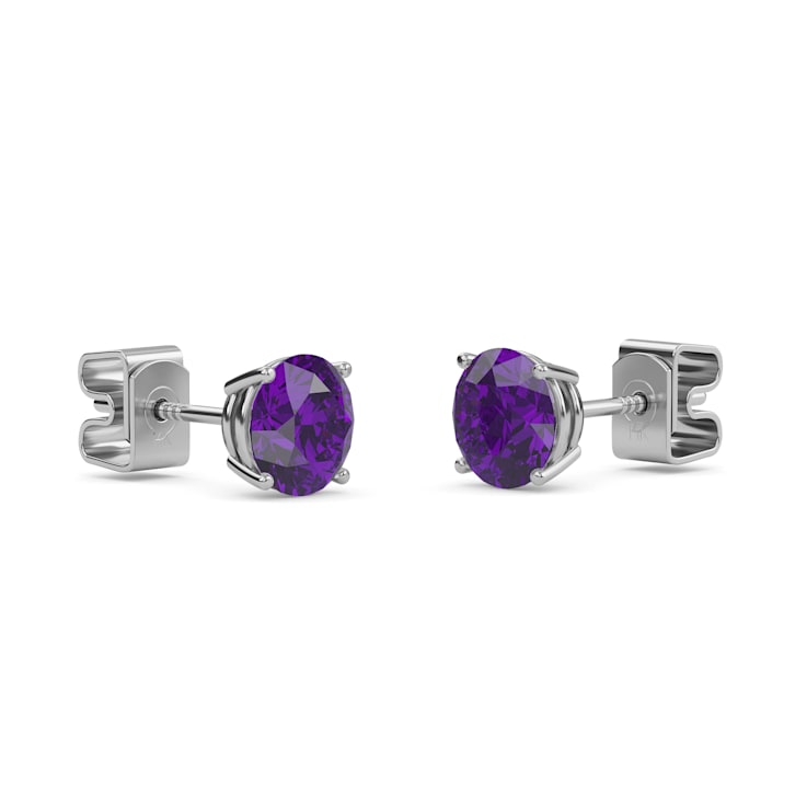 10 Karat White Gold Amethyst Stud Earrings For Women