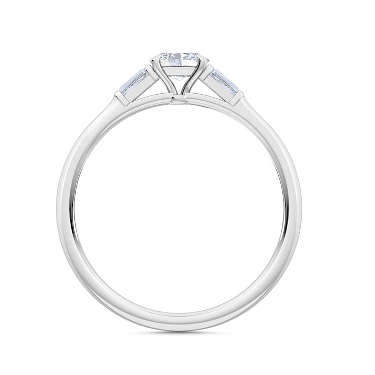0.30Ct Petite Sideways Oval Shaped Ring with Baguettes on side Lab Grown
Diamond in 14K gold
