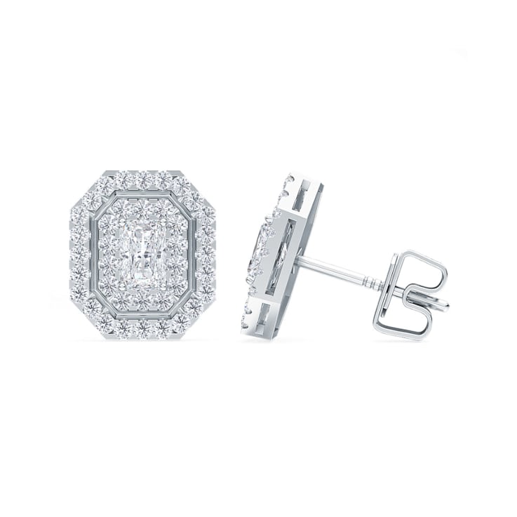 0.75 Cts Emerald Cut Lab-Grown Halo Diamond Earrings in 14K White Gold
(F-G, VS-SI, 0.75 Cttw)