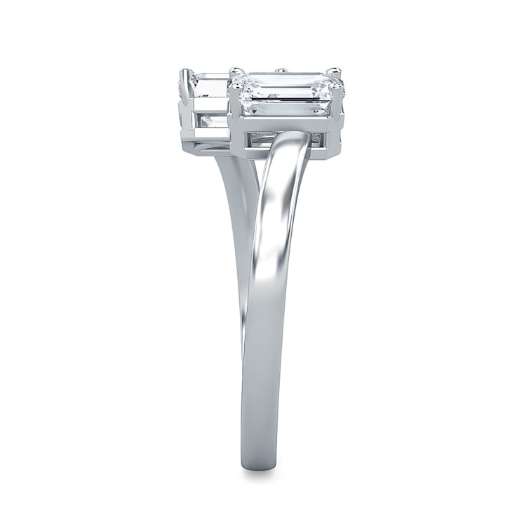 0.33 Ct Emerald Cut Lab-Grown Diamond Two Stone Bypass Ring Set in 14K
White Gold