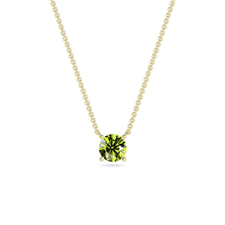 10 Karat Yellow Gold Peridot Pendant Necklace For Women