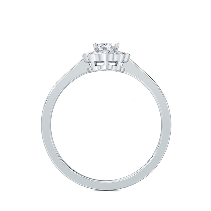 0.50 Ct Oval Shaped Halo Lab-Grown Diamond Ring Set in 14K White Gold