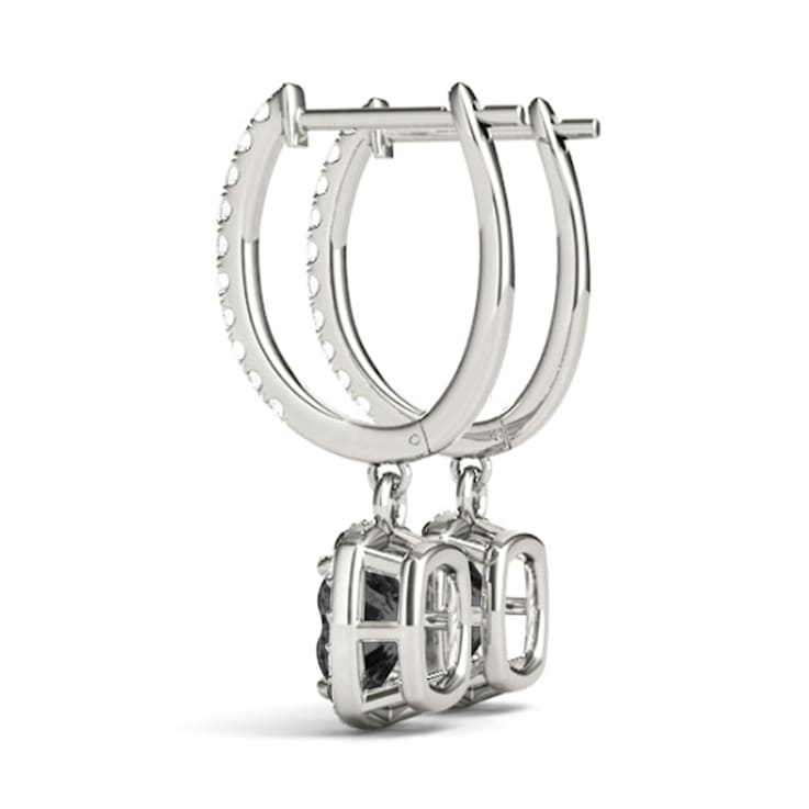 Cushion Cut Black Diamond & Round White Diamond Huggie Hoop Earrings
In 14k Yellow Gold - 3 Cttw