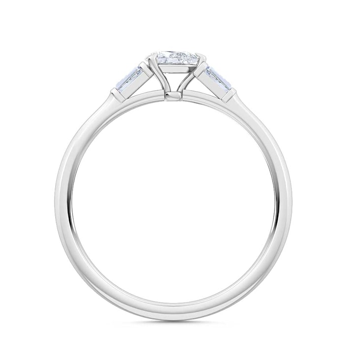 0.30Ct Petite Sideways Pear Shaped Ring with Baguettes on side Lab Grown
Diamond in 14K gold