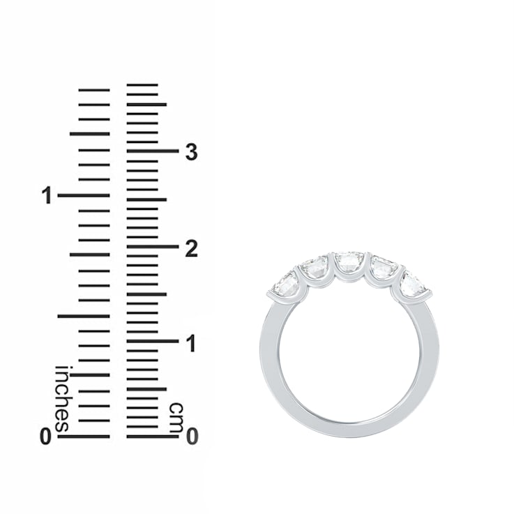 1.00 Ct Emerald Cut five stone Lab-Grown Diamond band in Emerald Cut set
vertical in 14K White Gold.