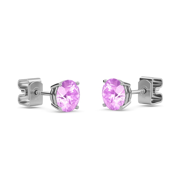 10 Karat White Gold Pink Sapphire Stud Earrings For Women