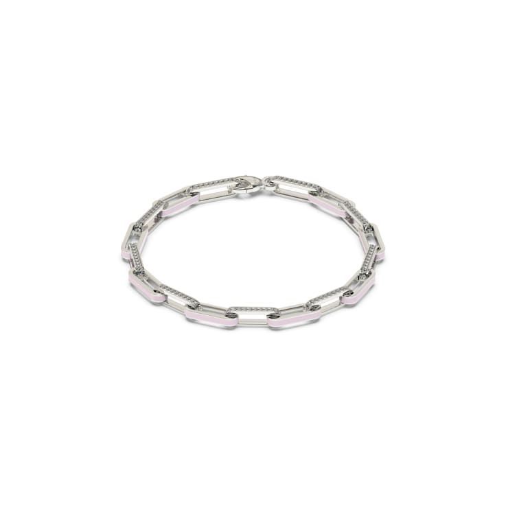 Pink Enamel PaperclipBracelet In Sterling Silver 1.6ctw