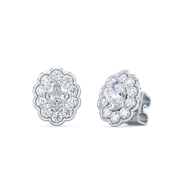 14K White Gold Four Prong Round Brilliant Lab Created Diamond Stud Earrings  (0.75 CTW - F-G / VS2-SI1)