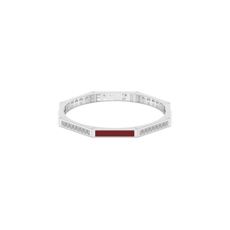 Red Enamel Bangle Bracelet in Sterling Silver 2.24ctw