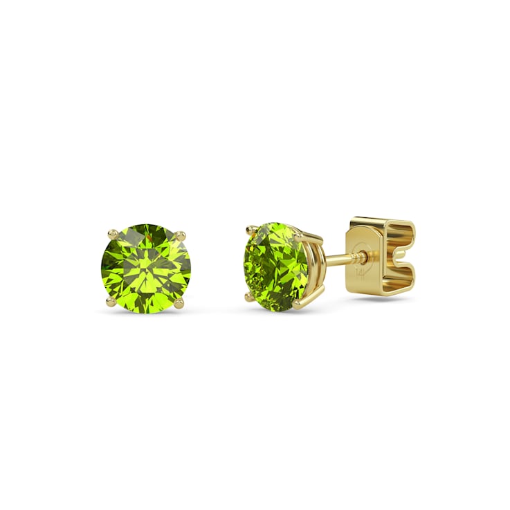 10 Karat Yellow Gold Peridot Stud Earrings For Women