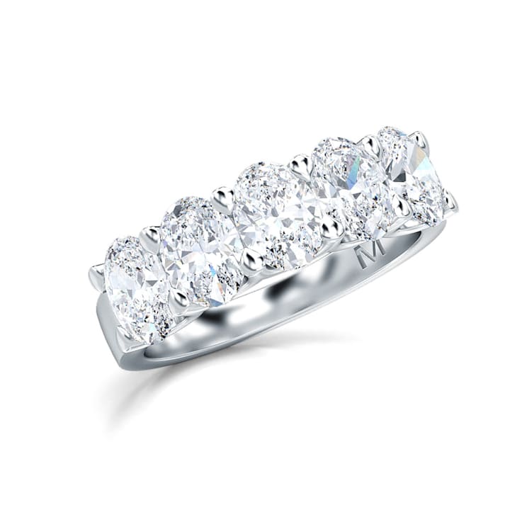 2.00 Ct Oval Shape five stone Lab-Grown Diamond band in Oval set
vertically in 14K White Gold.