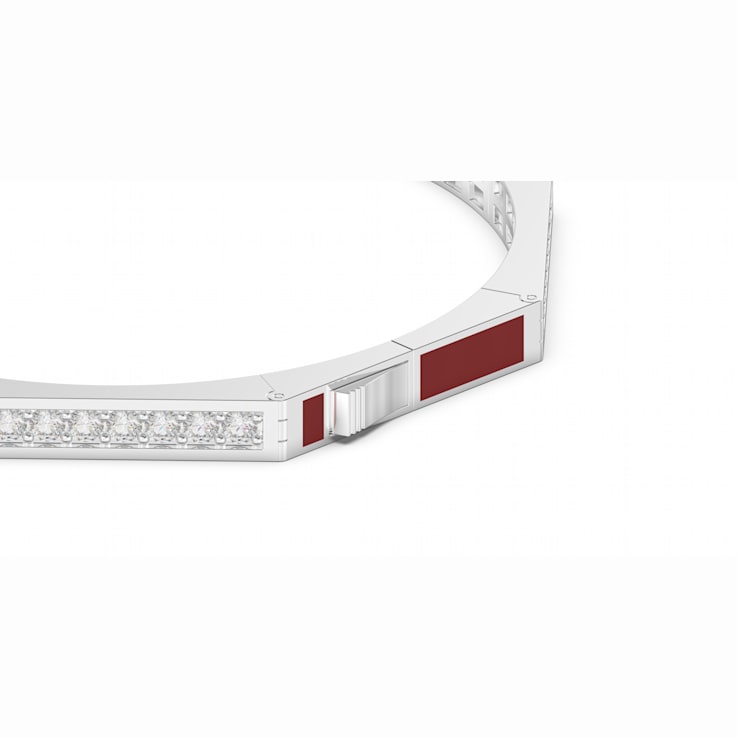 Red Enamel Bangle Bracelet in Sterling Silver 2.24ctw