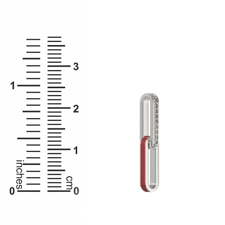 Red Enamel Paperclip Bracelet In Sterling Silver 1.6ctw