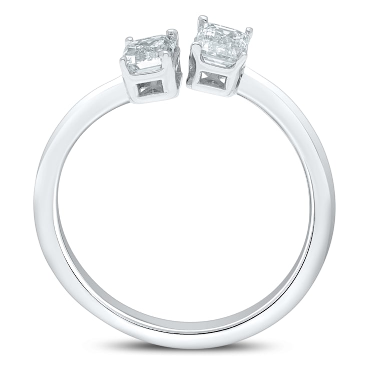 0.75 Ct Emerald Cut Lab-Grown Diamond Two Stone Bypass Ring Set in 14K
White Gold