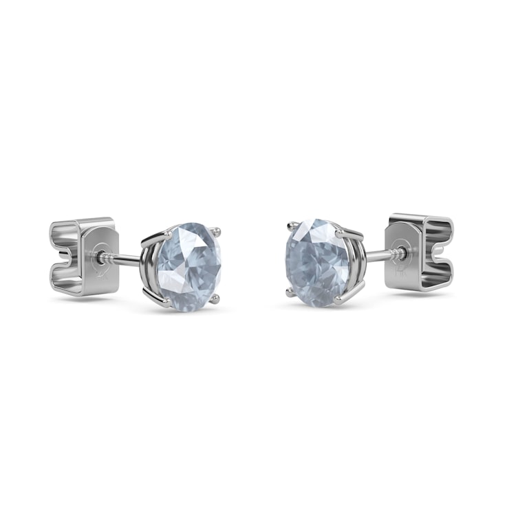 10 Karat White Gold White Sapphire Stud Earrings For Women